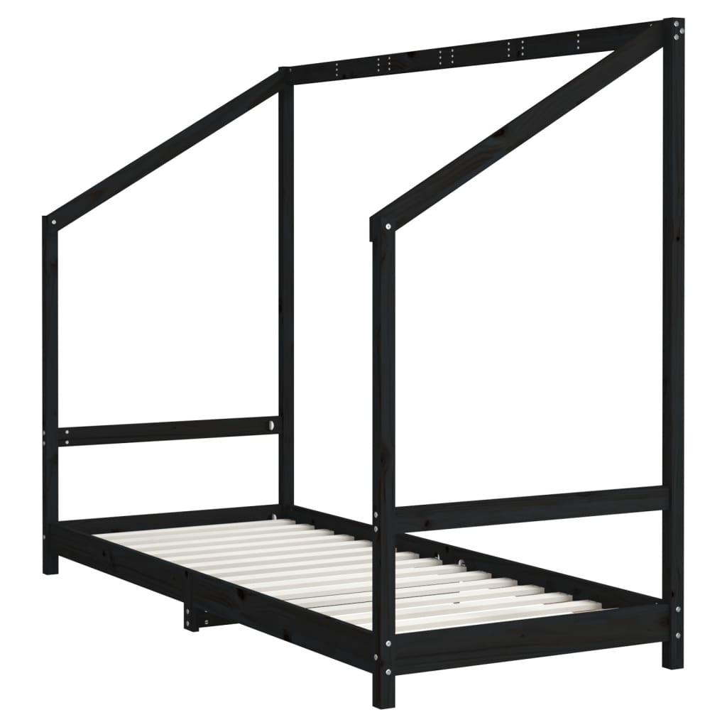 vidaXL Estructura de cama para niños madera pino negro 2x(80x200) cm