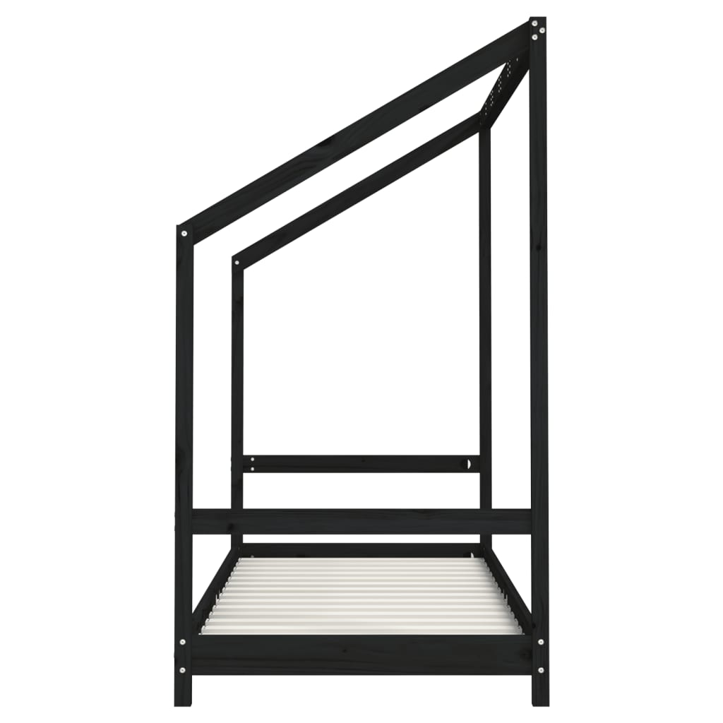 vidaXL Estructura de cama para niños madera pino negro 2x(80x200) cm