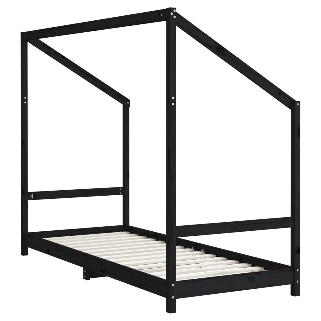 vidaXL Estructura de cama para niños madera pino negro 2x(80x200) cm