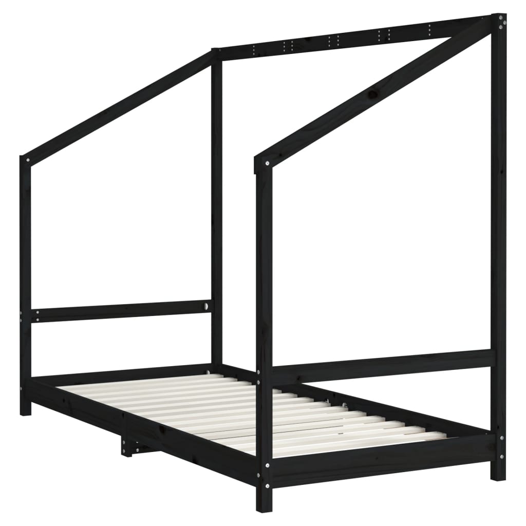 vidaXL Estructura de cama para niños madera pino negro 2x(90x200) cm