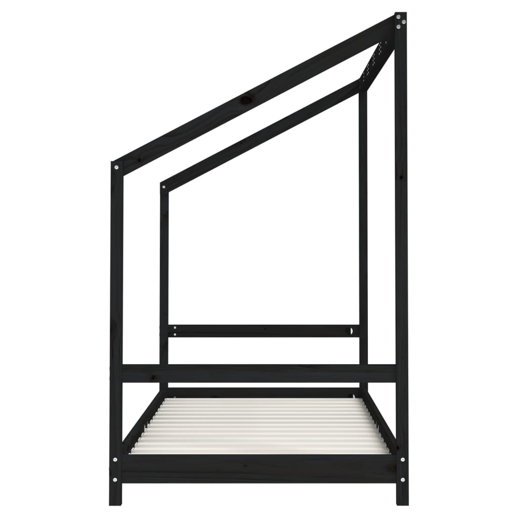 vidaXL Estructura de cama para niños madera pino negro 2x(90x200) cm