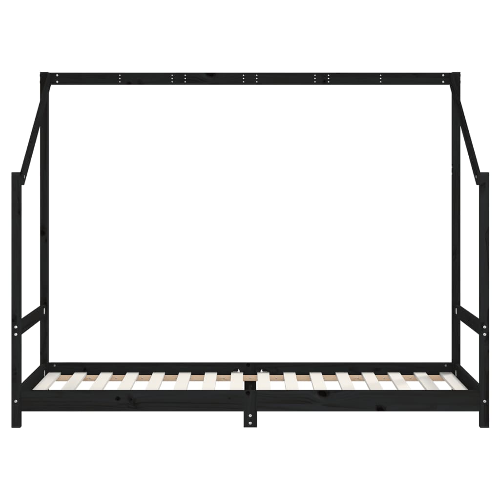 vidaXL Estructura de cama para niños madera pino negro 2x(90x200) cm