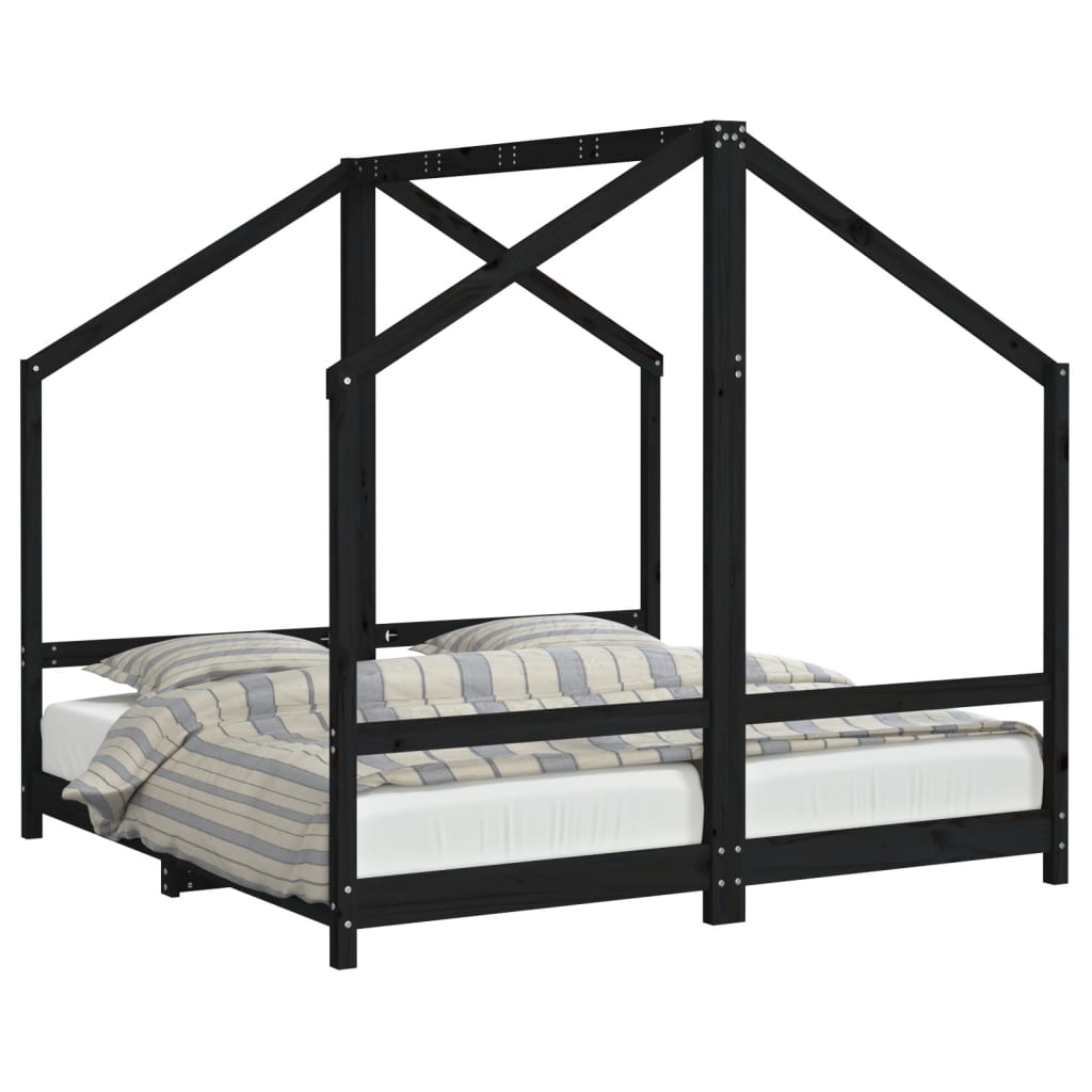 vidaXL Estructura de cama para niños madera de pino negro 80x160 cm