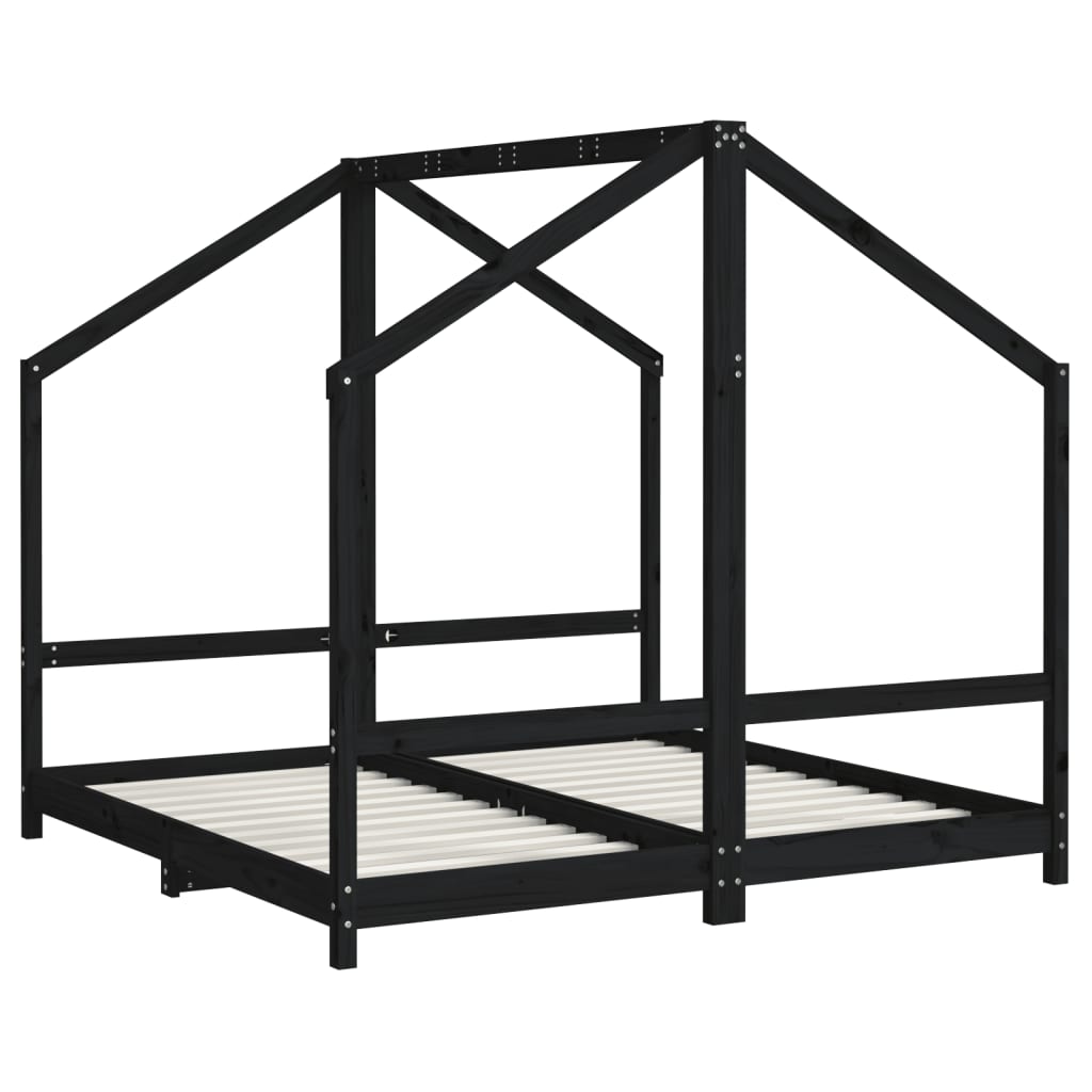 vidaXL Estructura de cama para niños madera de pino negro 80x160 cm