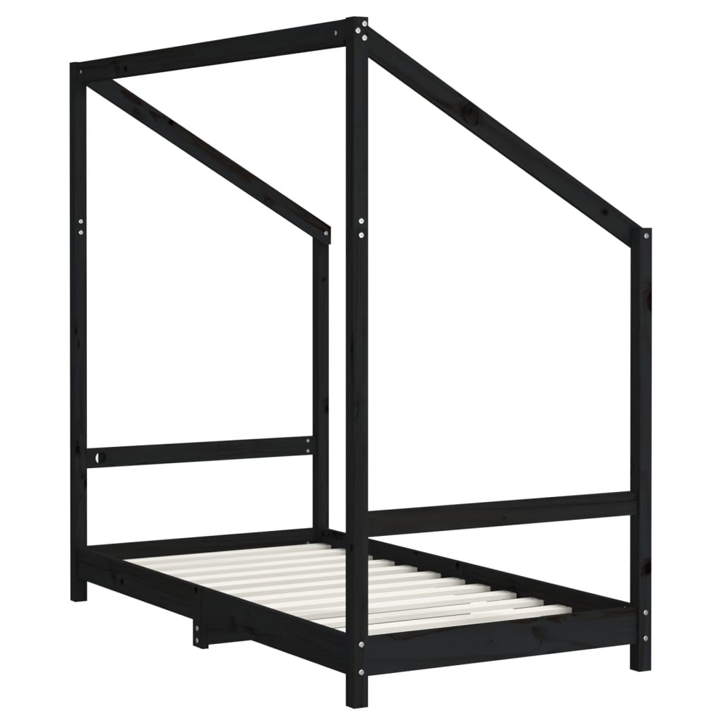 vidaXL Estructura de cama para niños madera de pino negro 80x160 cm