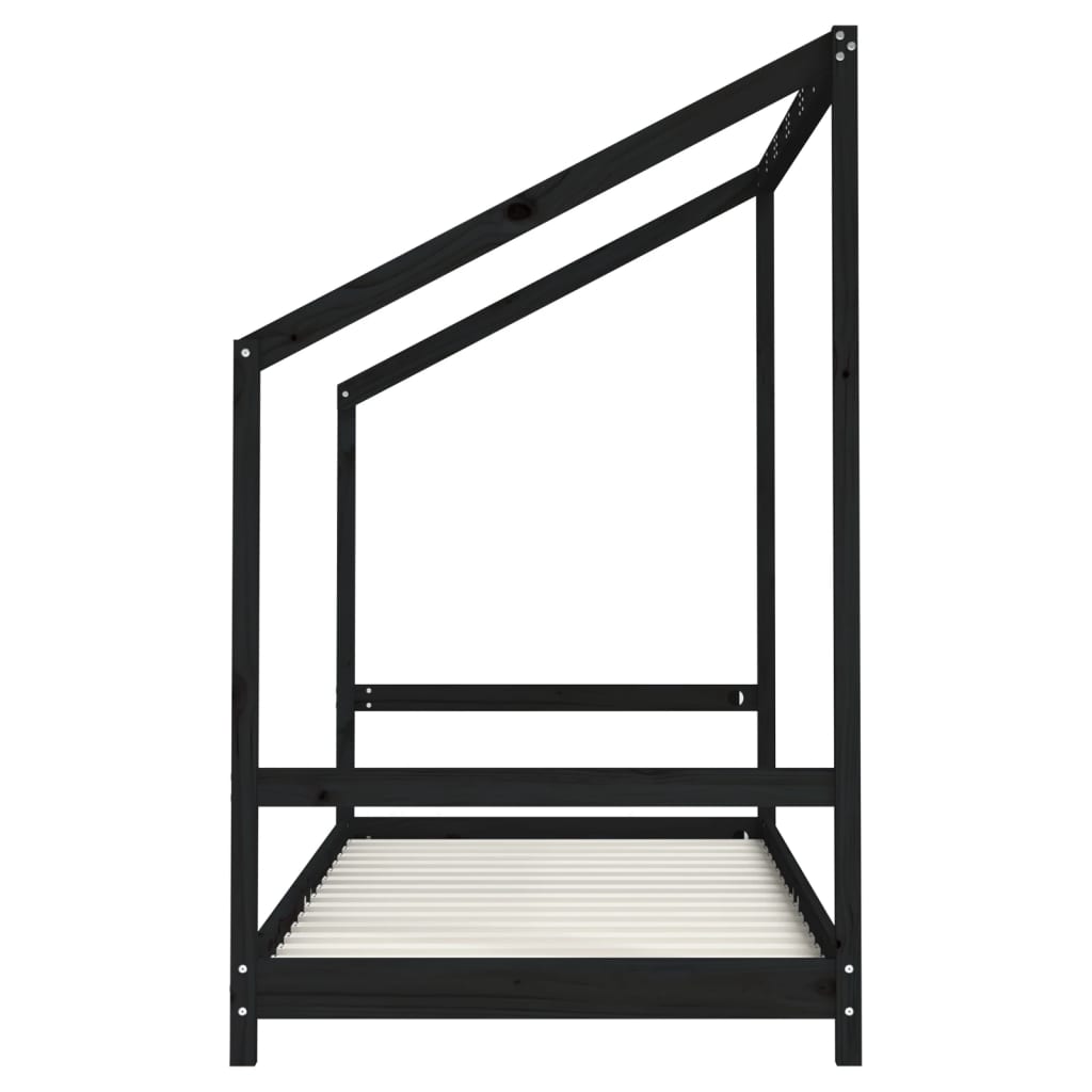 vidaXL Estructura de cama de niños madera de pino negro 2x(90x190) cm