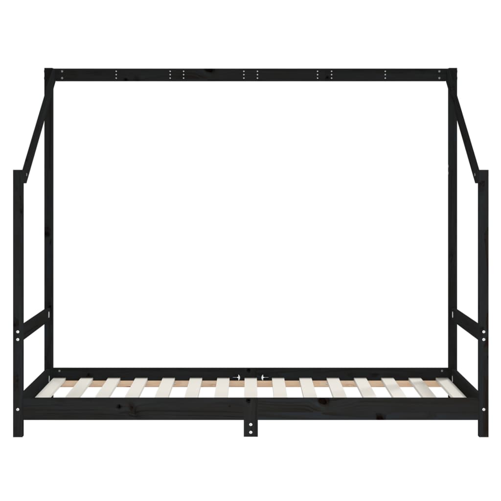 vidaXL Estructura de cama de niños madera de pino negro 2x(90x190) cm