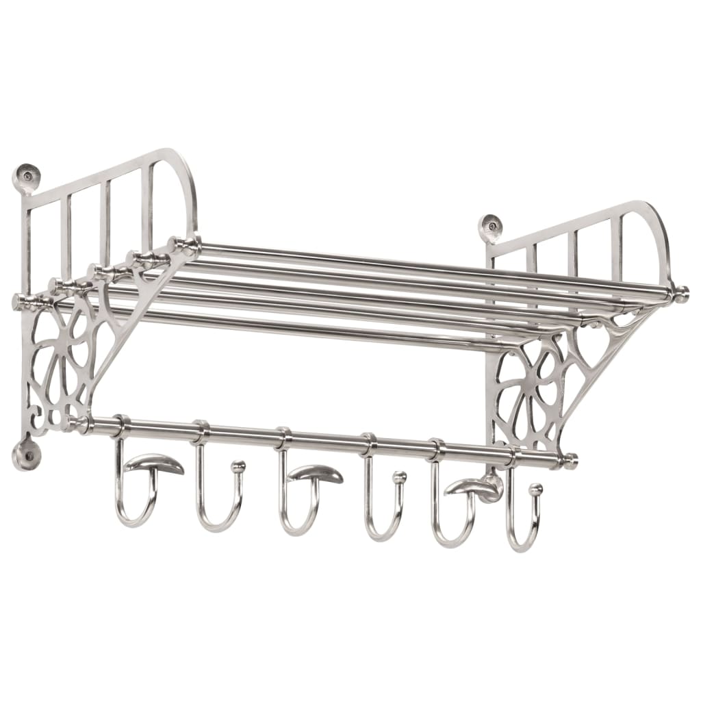 vidaXL Soporte de equipaje con perchas de pared aluminio