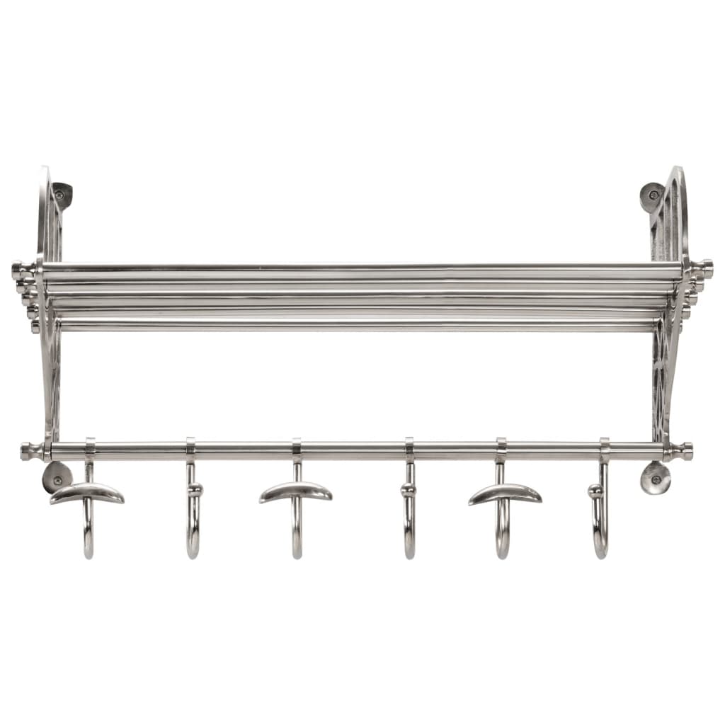 vidaXL Soporte de equipaje con perchas de pared aluminio