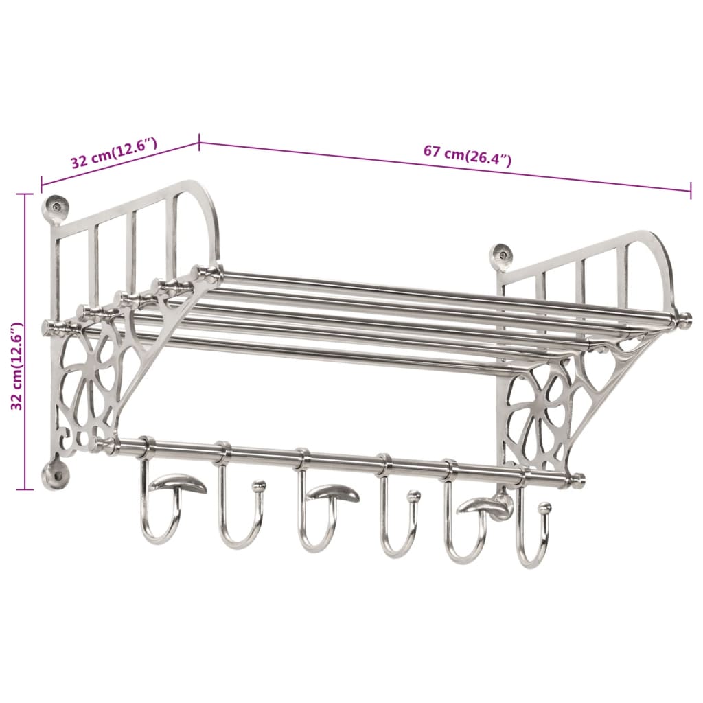 vidaXL Soporte de equipaje con perchas de pared aluminio