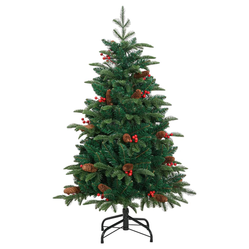 vidaXL Árbol de Navidad artificial con piñas y bayas 120 cm