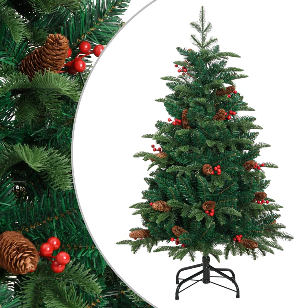 vidaXL Árbol de Navidad artificial con piñas y bayas 150 cm