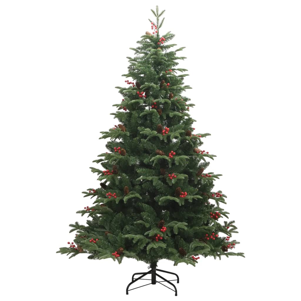 vidaXL Árbol de Navidad artificial con piñas y bayas 180 cm