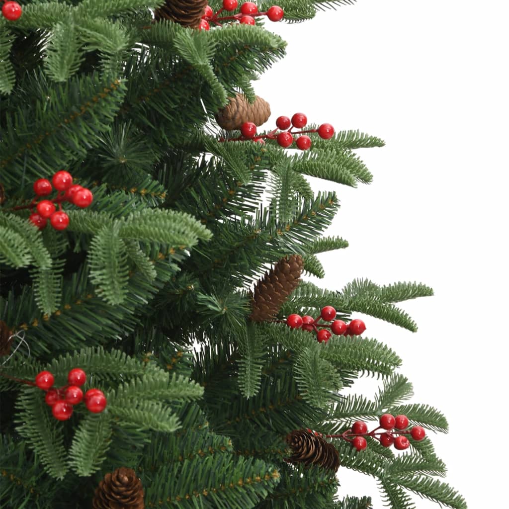 vidaXL Árbol de Navidad artificial con piñas y bayas 210 cm