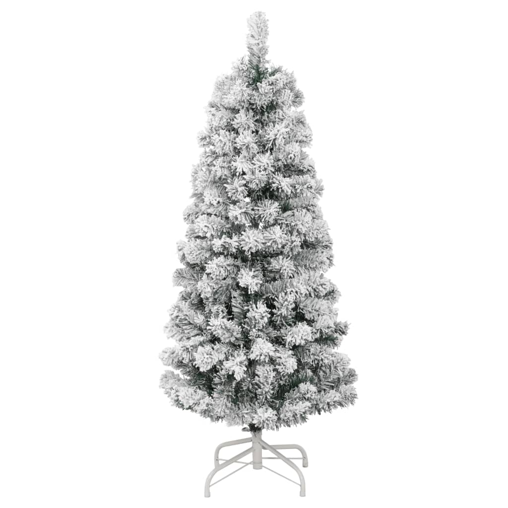 vidaXL Árbol de Navidad artificial con bisagras y nieve flocada 120 cm