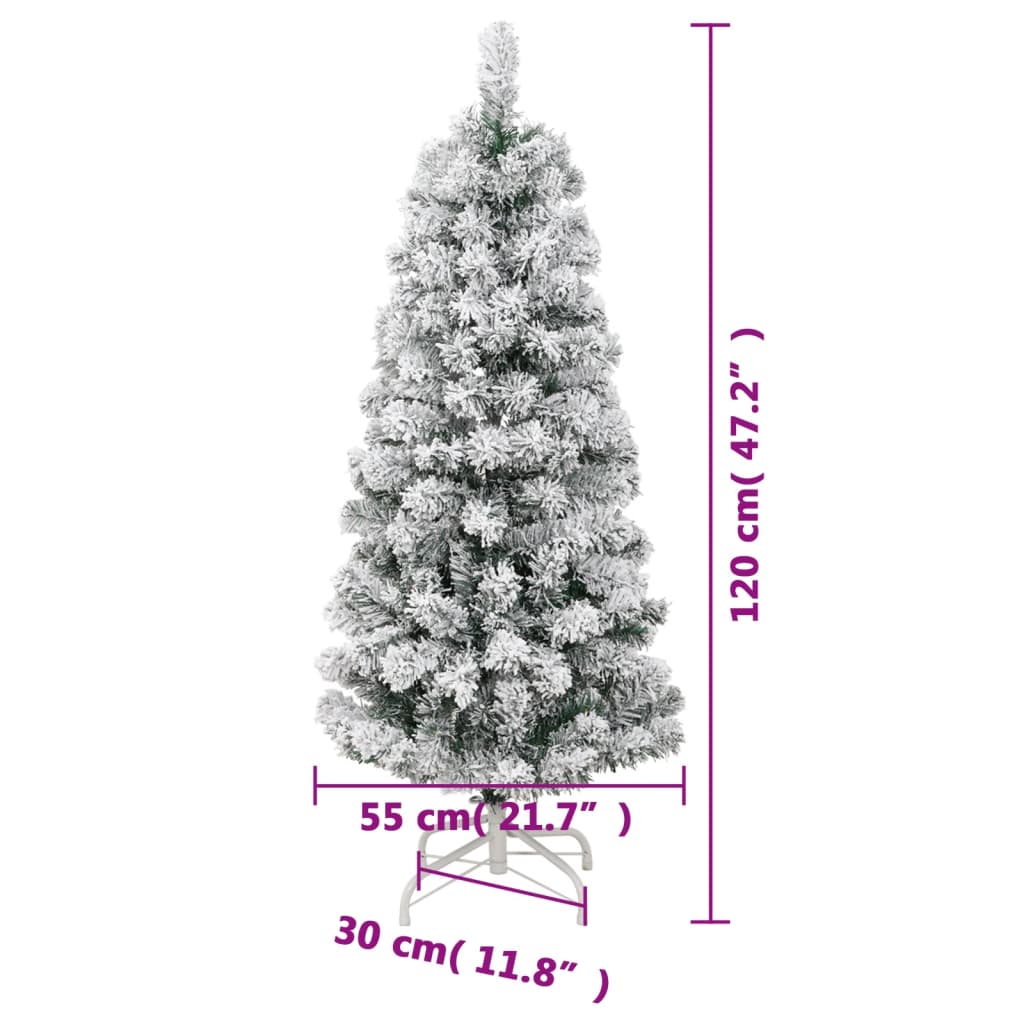 vidaXL Árbol de Navidad artificial con bisagras y nieve flocada 120 cm