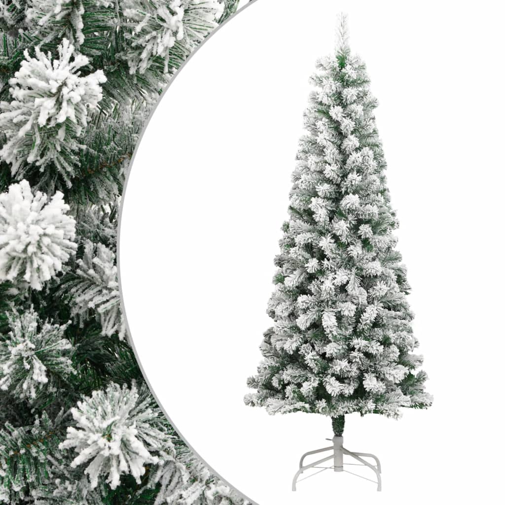 vidaXL Árbol de Navidad artificial con bisagras y nieve flocada 180 cm