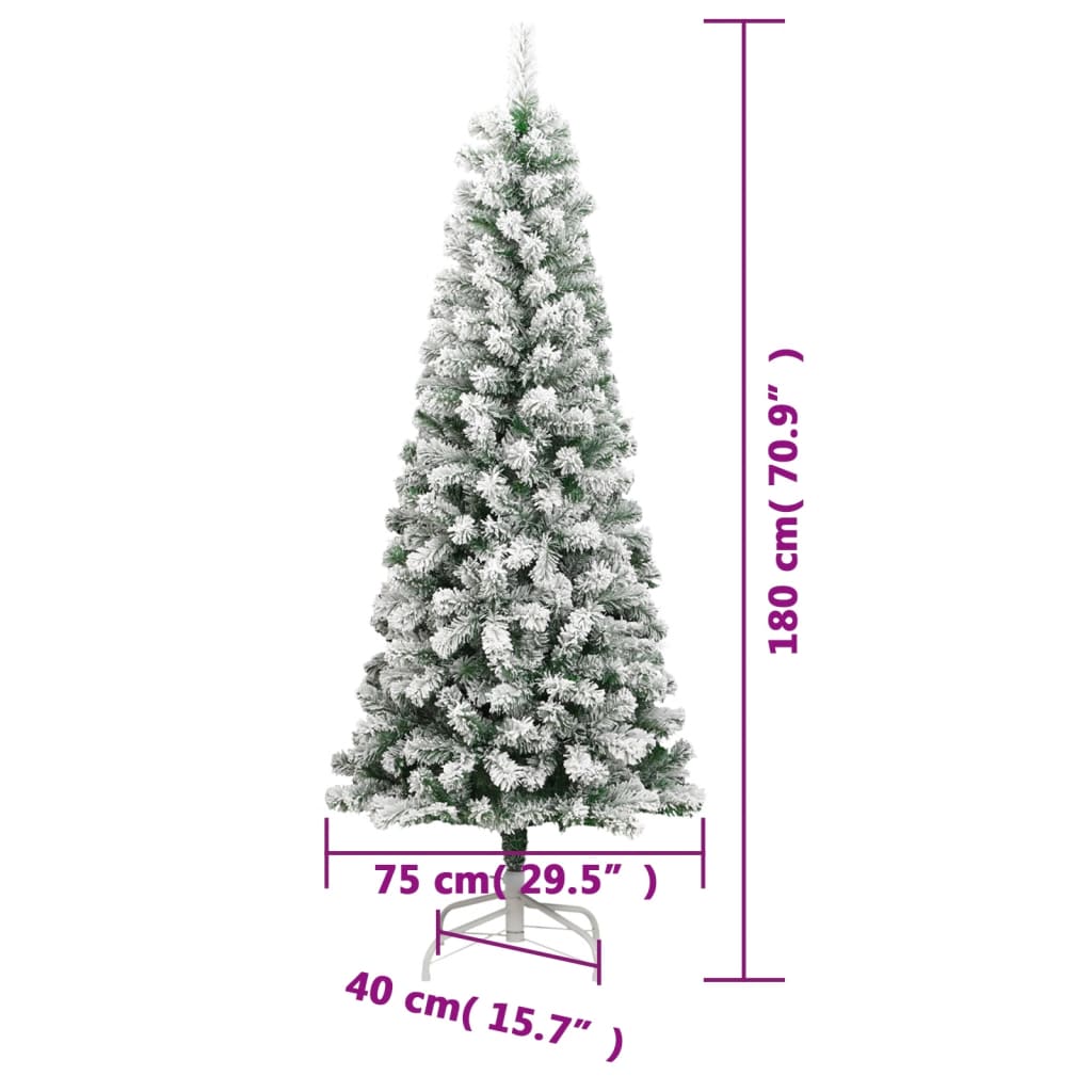 vidaXL Árbol de Navidad artificial con bisagras y nieve flocada 180 cm