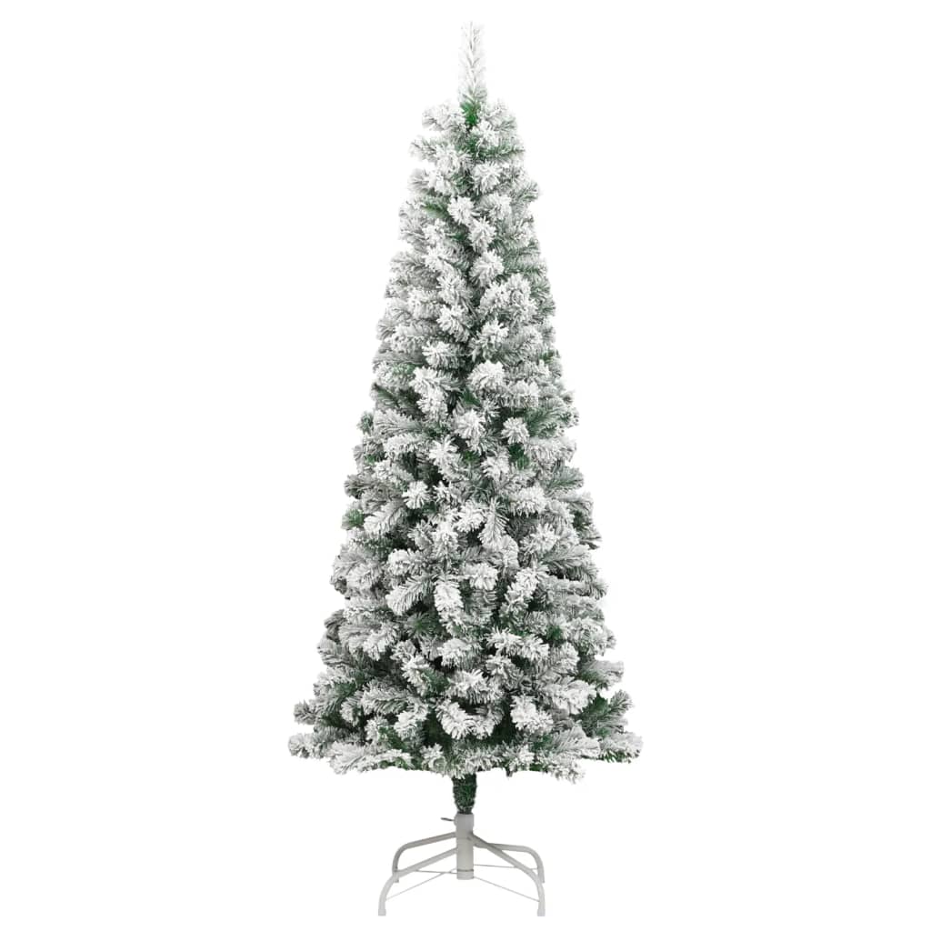 vidaXL Árbol de Navidad artificial con bisagras y nieve flocada 210 cm