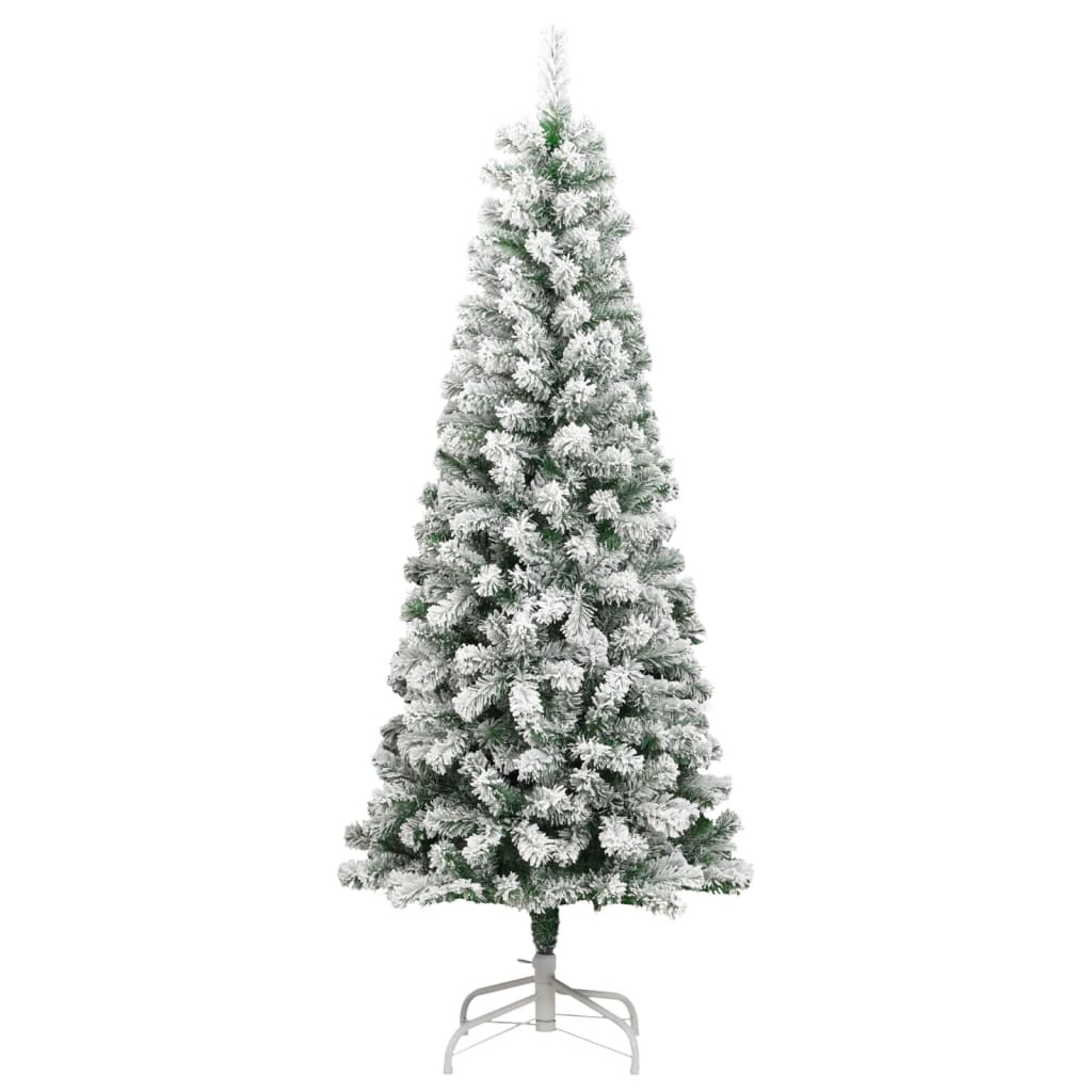 vidaXL Árbol de Navidad artificial con bisagras y nieve flocada 240 cm