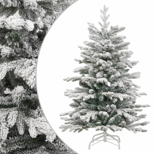 vidaXL Árbol de Navidad artificial con bisagras y nieve flocada 210 cm