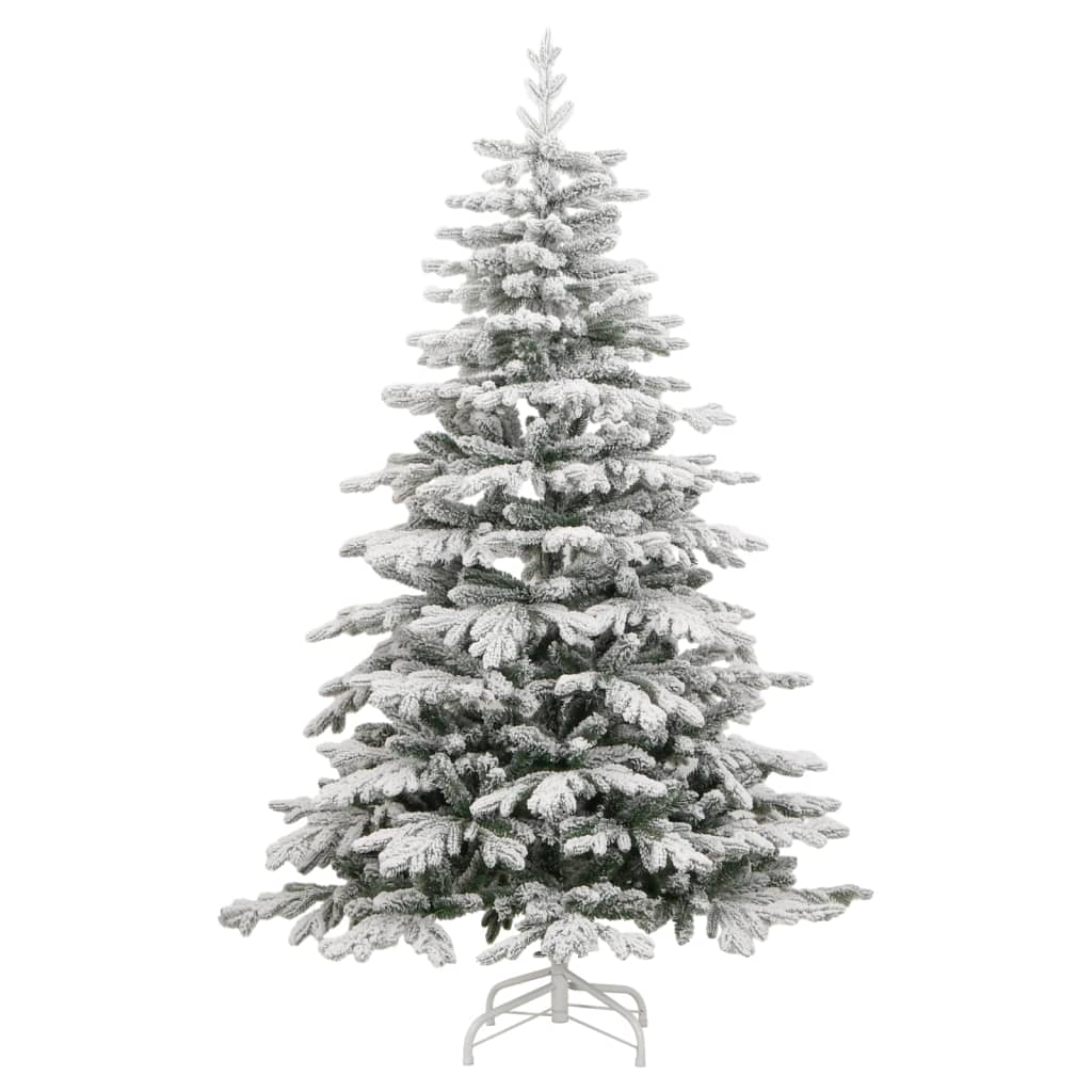 vidaXL Árbol de Navidad artificial con bisagras y nieve flocada 210 cm