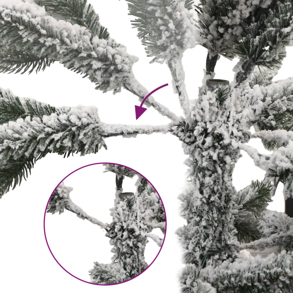 vidaXL Árbol de Navidad artificial con bisagras y nieve flocada 210 cm