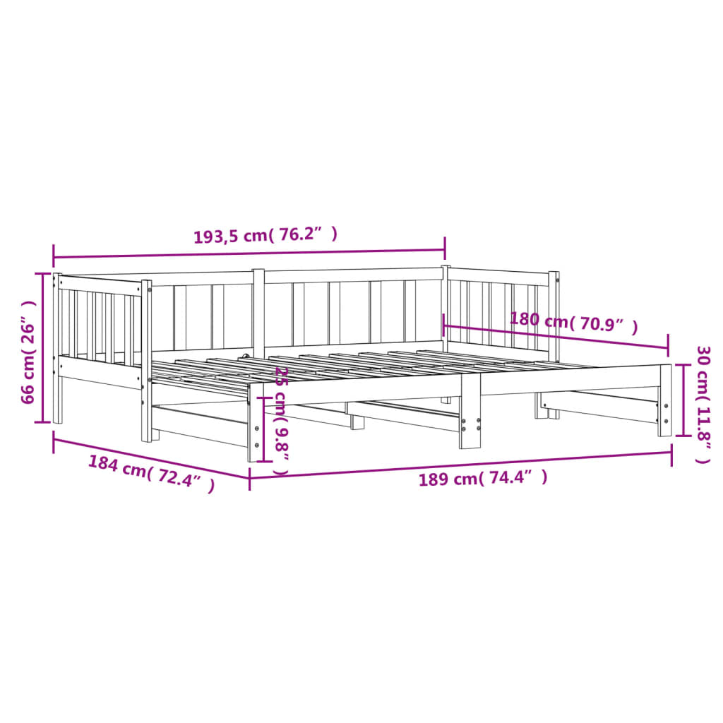 vidaXL Sofá cama nido sin colchón madera maciza blanco 90x190 cm