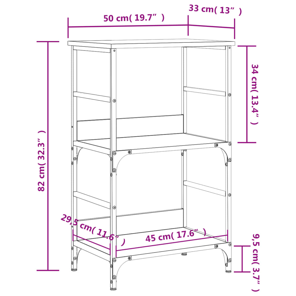 vidaXL Estantería de madera de ingeniería roble Sonoma 50x33x82 cm