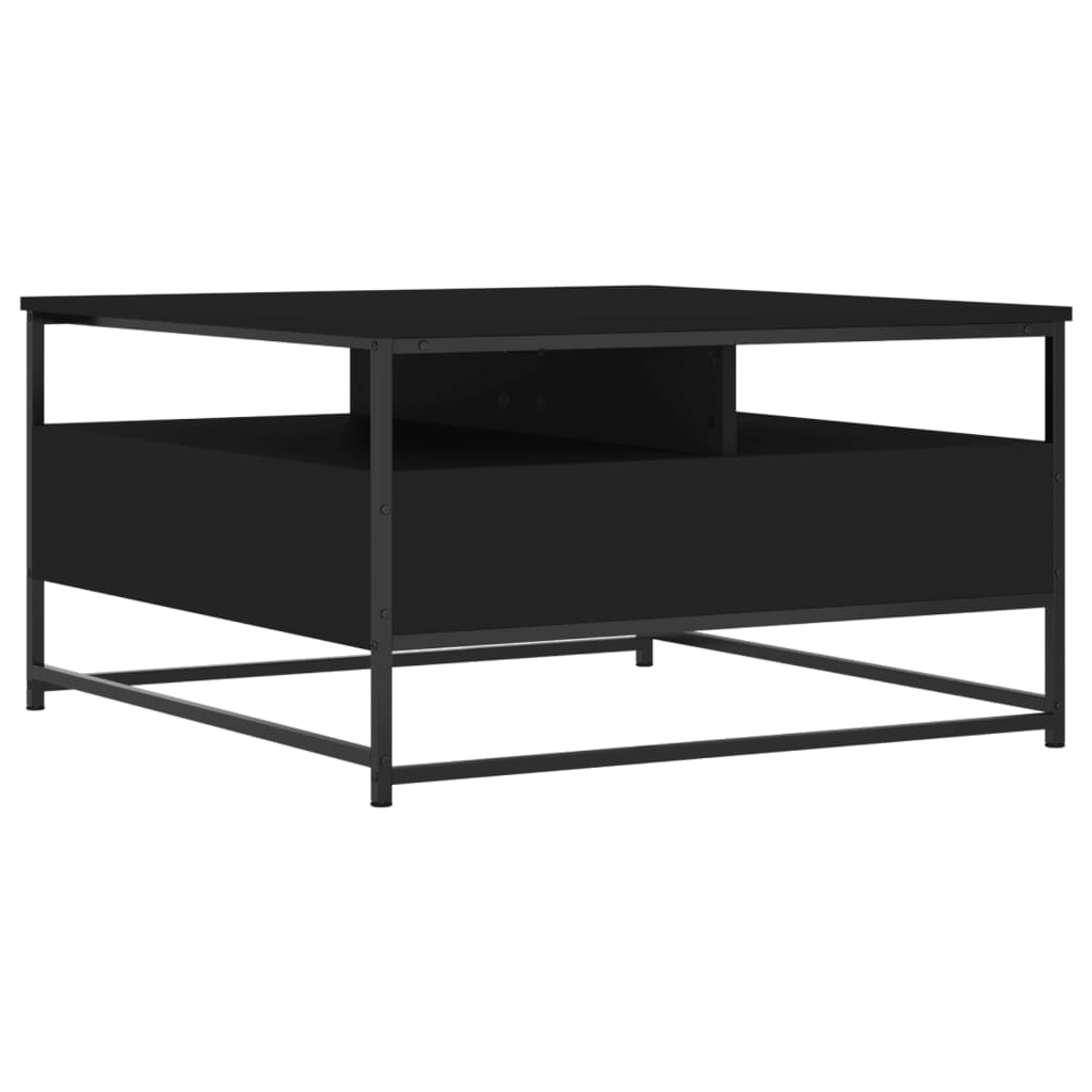 vidaXL Mesa de centro madera de ingeniería negro 80x80x45 cm