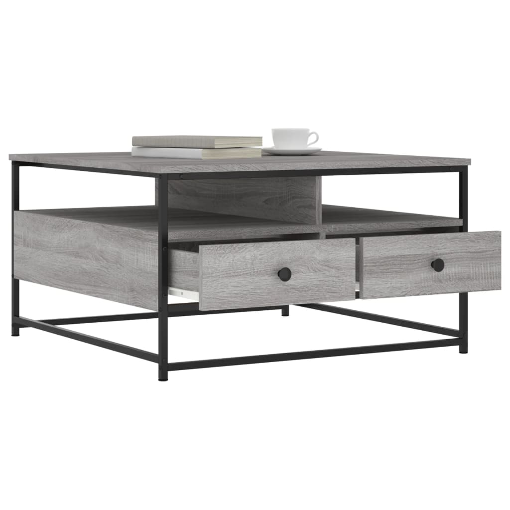 vidaXL Mesa de centro madera de ingeniería gris Sonoma 80x80x45 cm