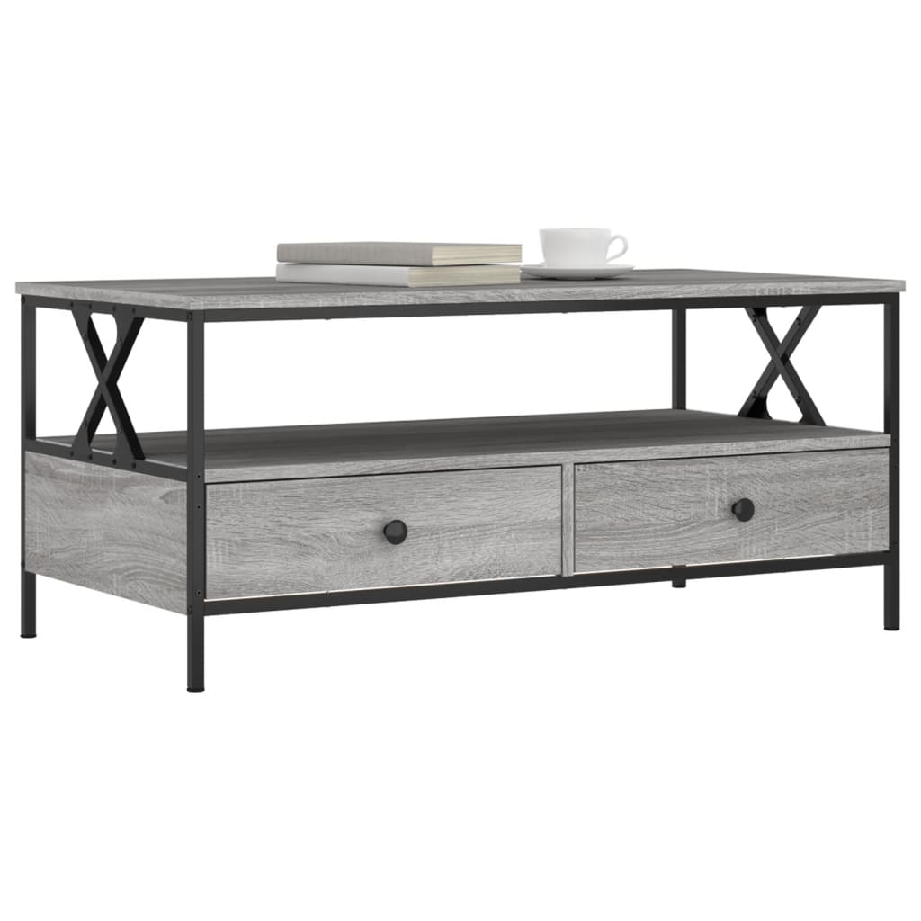 vidaXL Mesa de centro madera de ingeniería gris Sonoma 100x51x45 cm