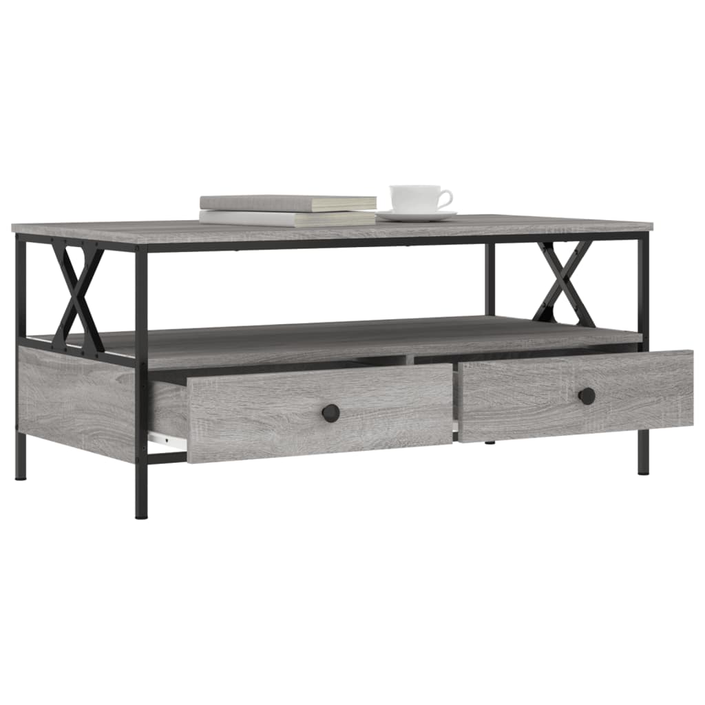 vidaXL Mesa de centro madera de ingeniería gris Sonoma 100x51x45 cm