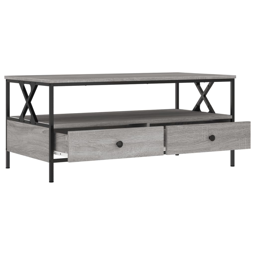 vidaXL Mesa de centro madera de ingeniería gris Sonoma 100x51x45 cm