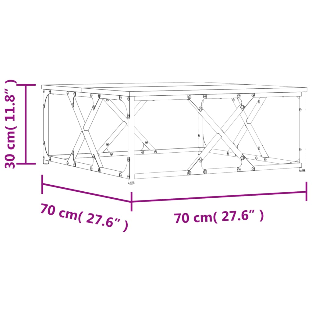 vidaXL Mesa de centro madera de ingeniería roble Sonoma 70x70x30 cm