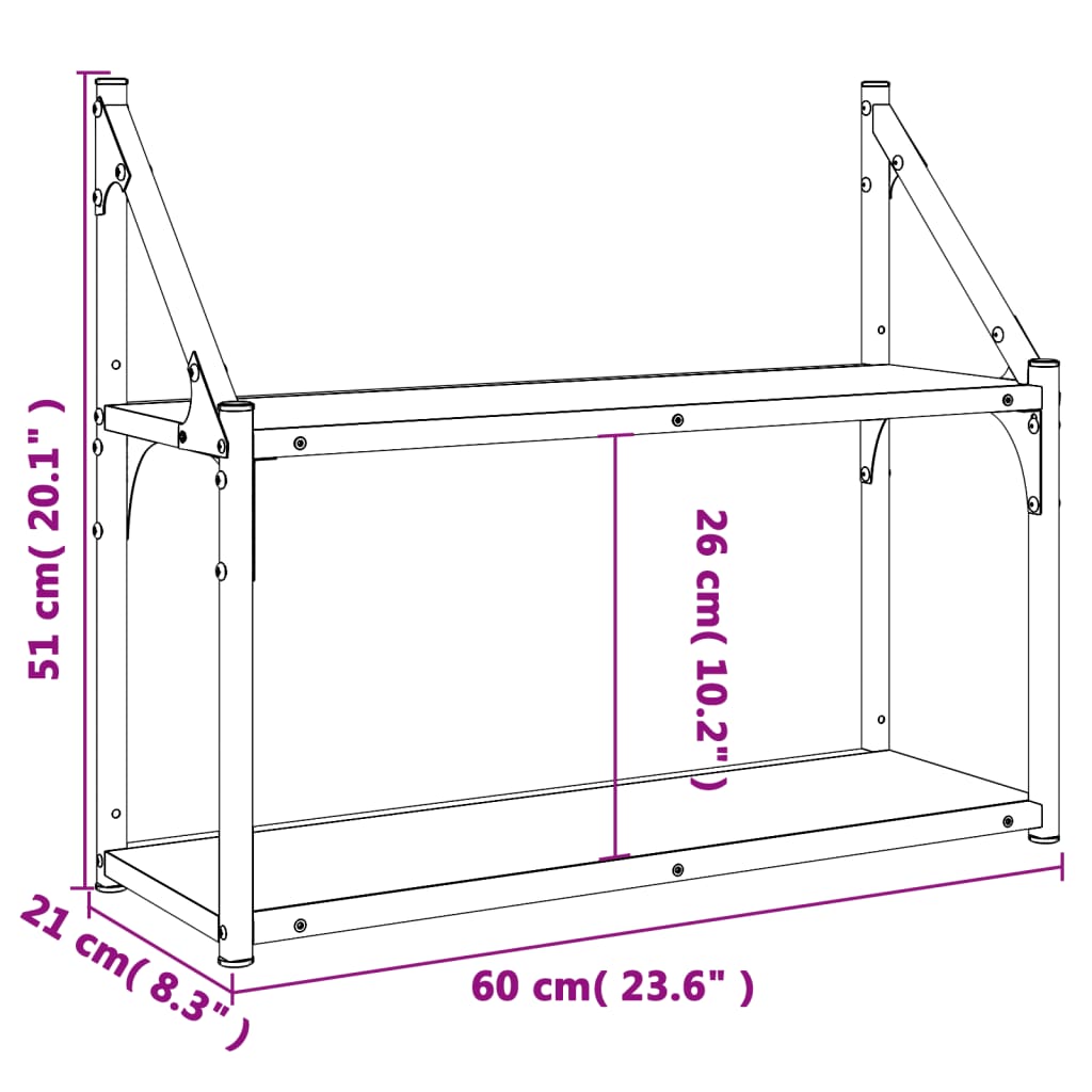 vidaXL Estantería de pared madera ingeniería roble Sonoma 60x21x51 cm