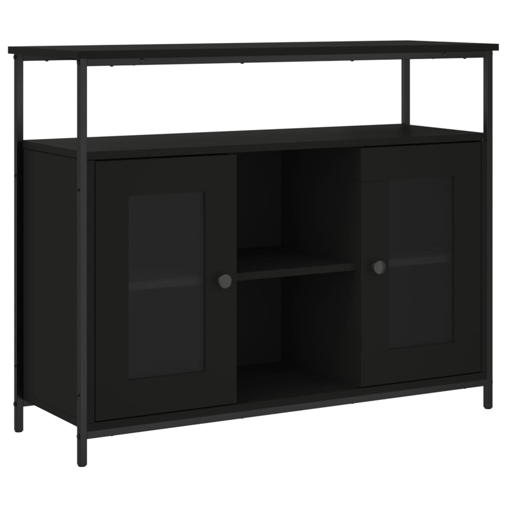 vidaXL Aparador de madera de ingeniería negro 100x35x80 cm