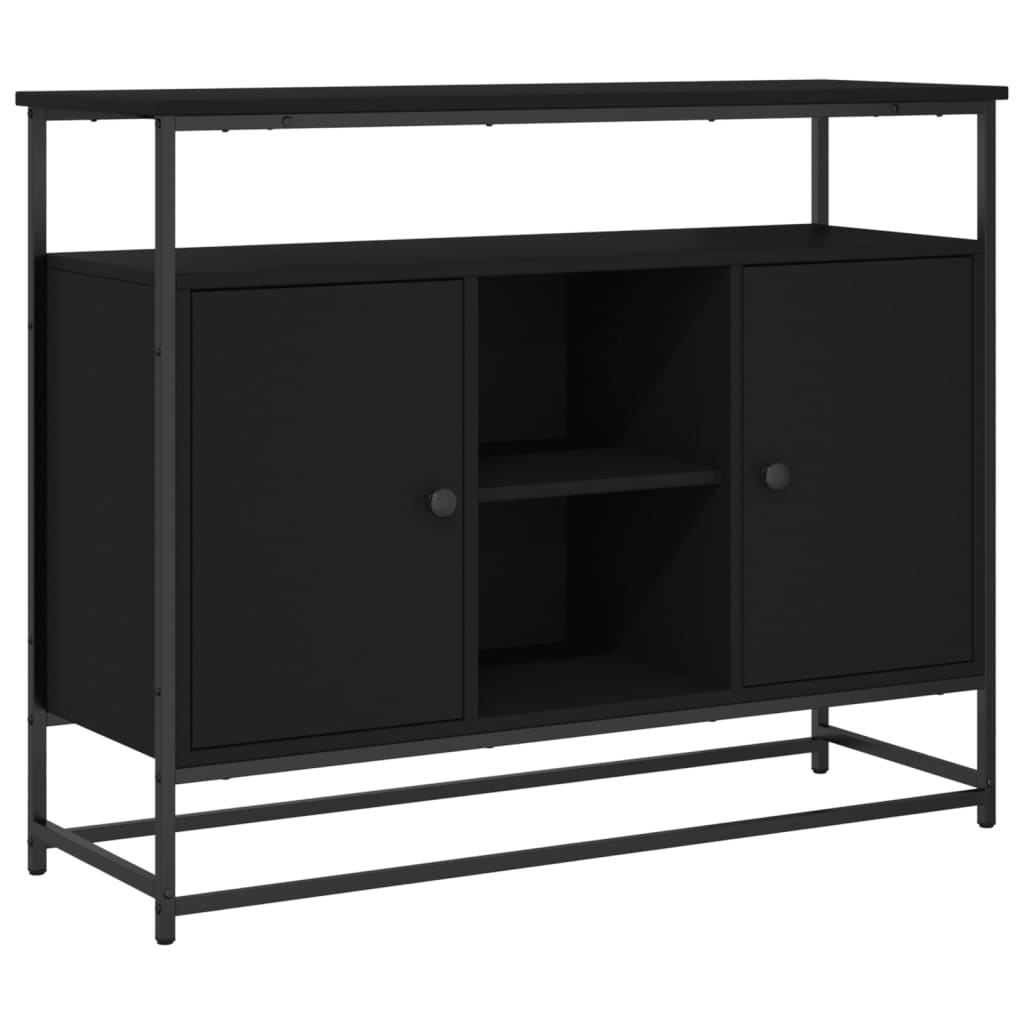 vidaXL Aparador de madera de ingeniería negro 100x35x80 cm