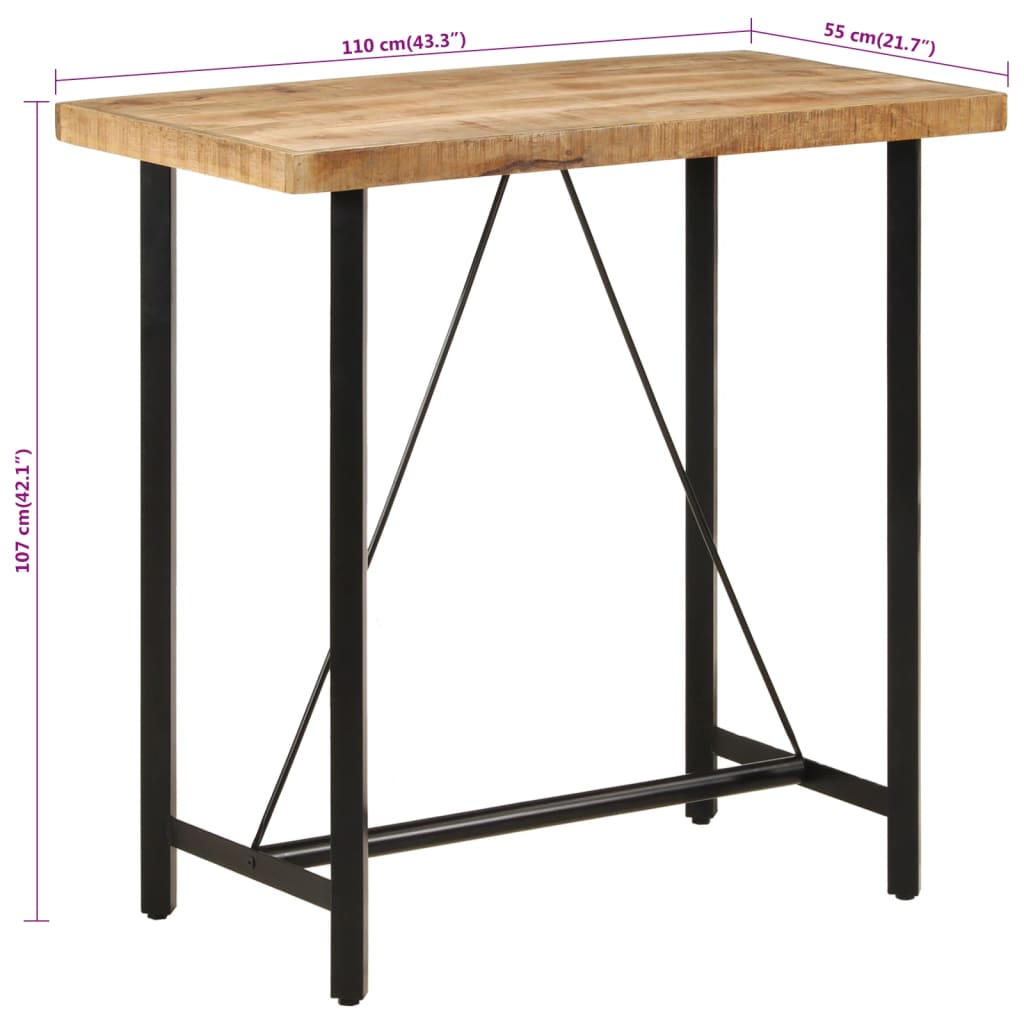 vidaXL Mesa alta de hierro y madera maciza de mango 110x55x107 cm