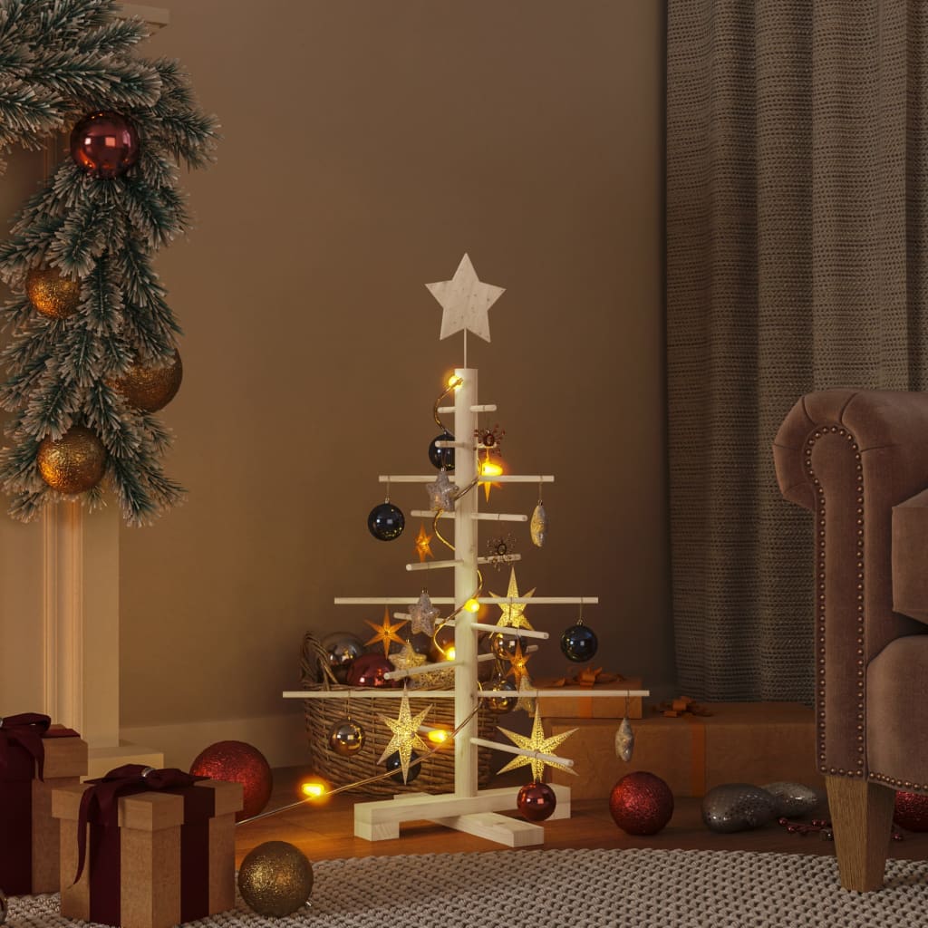 vidaXL Árbol de Navidad de madera de adorno madera maciza pino 75 cm