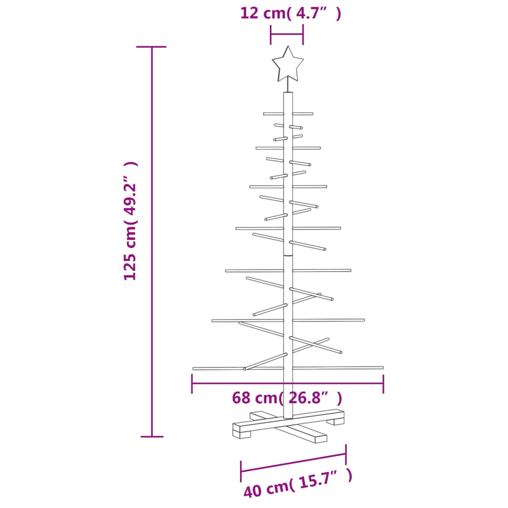 vidaXL Árbol de Navidad de madera de adorno madera maciza pino 125 cm