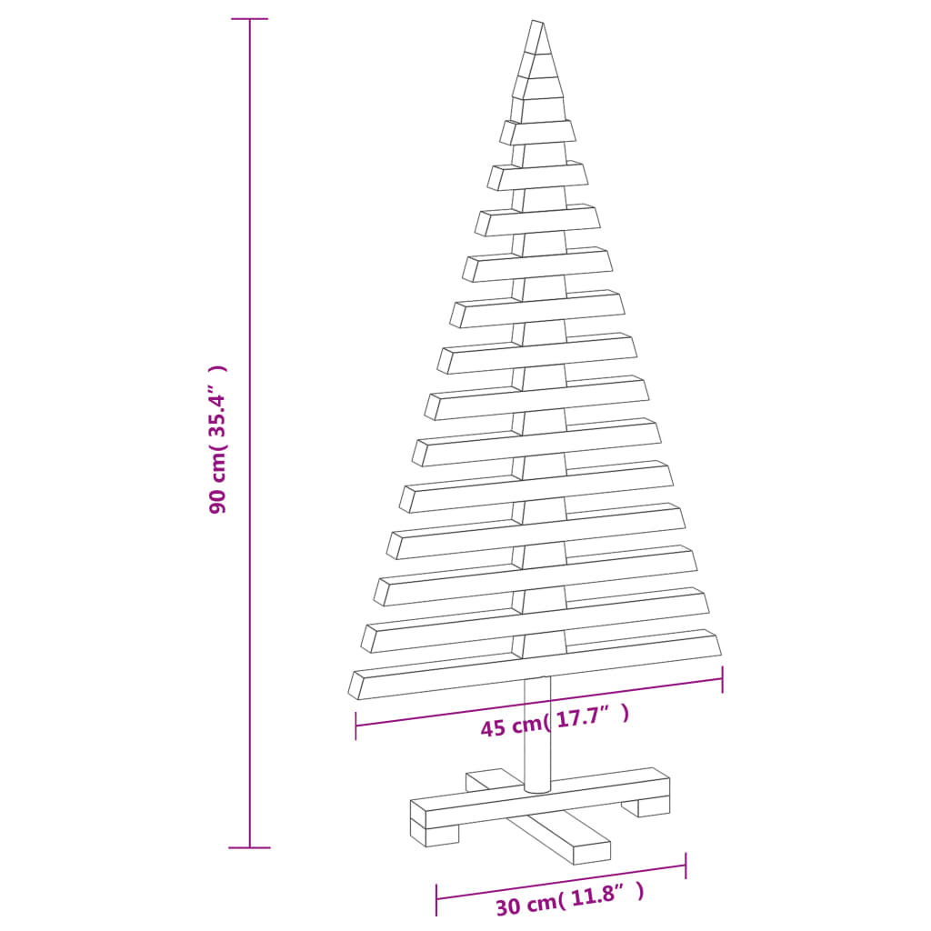 vidaXL Árbol de Navidad de madera de adorno madera maciza pino 90 cm