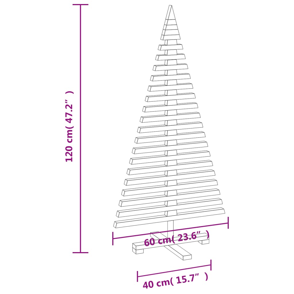 vidaXL Árbol de Navidad de madera de adorno madera maciza pino 120 cm