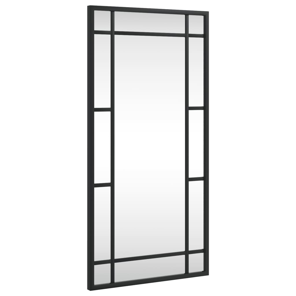 vidaXL Espejo de pared rectangular de hierro negro 30x60 cm