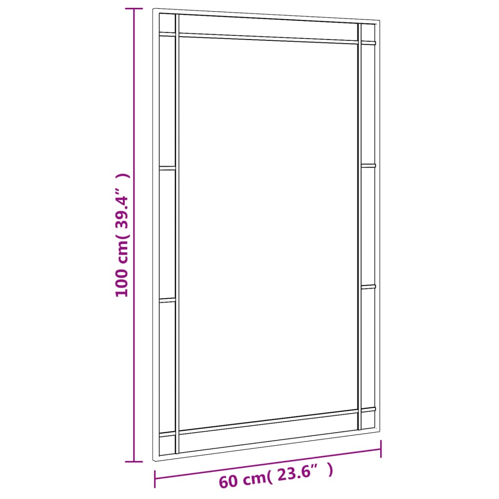 vidaXL Espejo de pared rectangular de hierro negro 60x100 cm