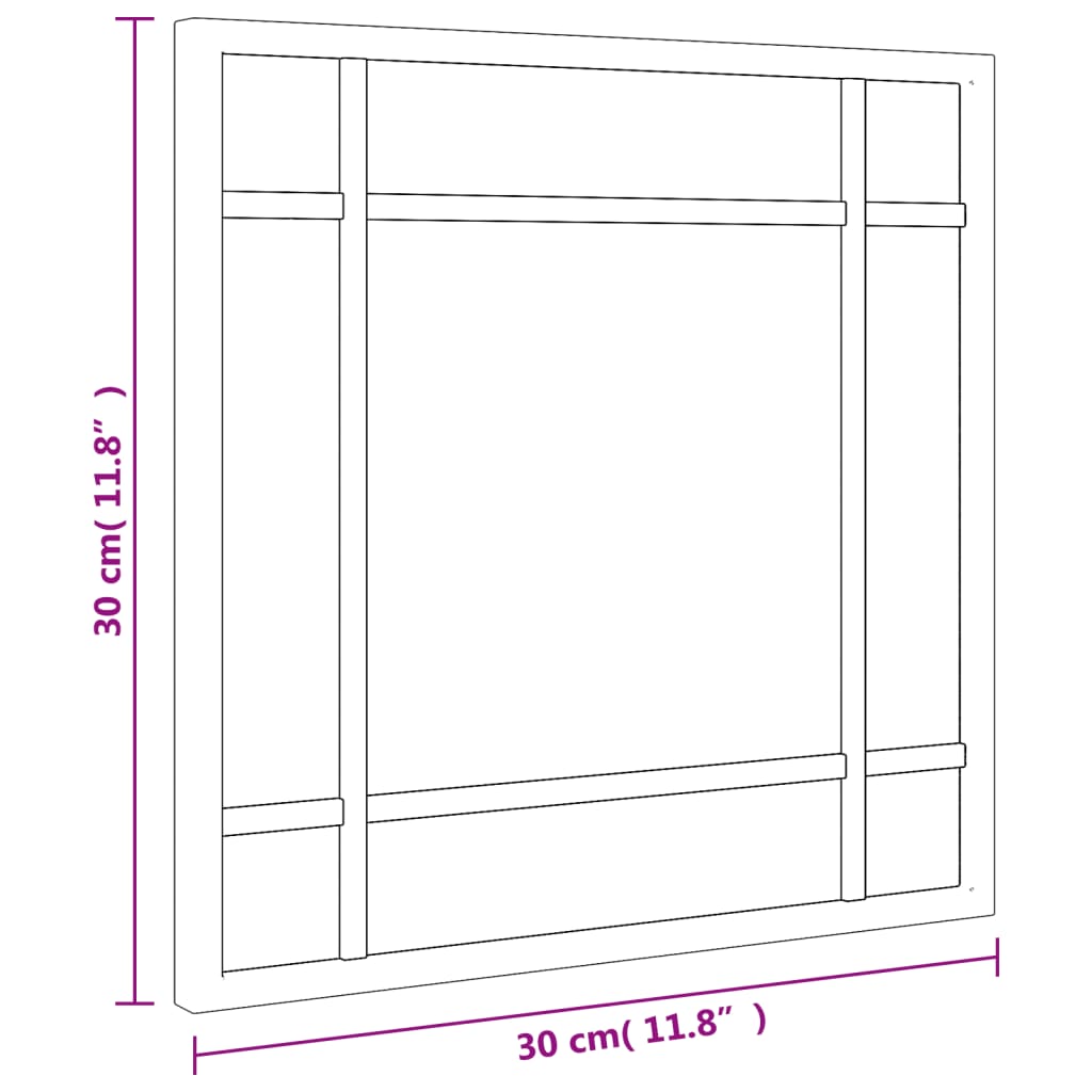 vidaXL Espejo de pared cuadrado de hierro negro 30x30 cm