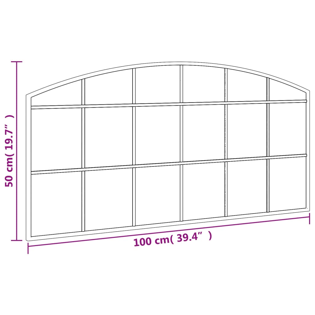 vidaXL Espejo de pared arco de hierro negro 100x50 cm