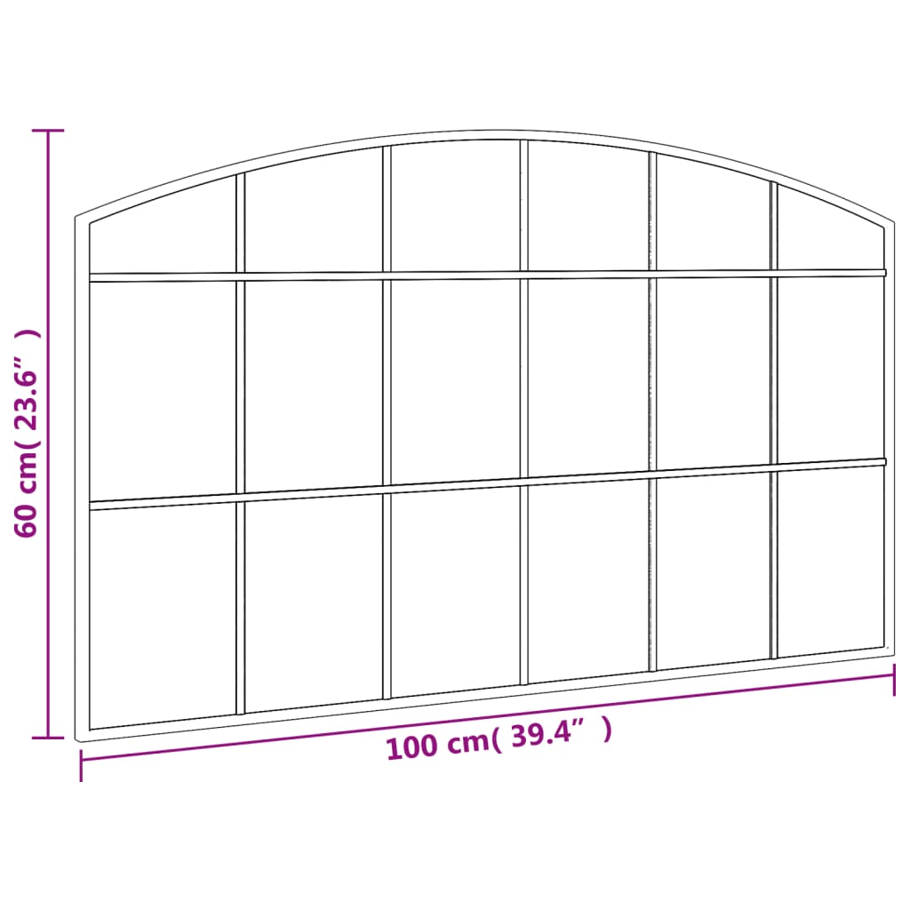 vidaXL Espejo de pared arco de hierro negro 100x60 cm