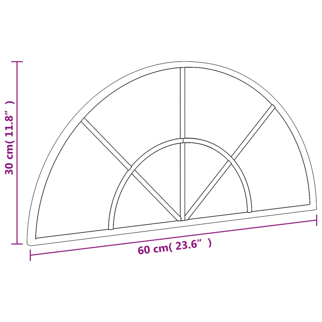 vidaXL Espejo de pared arco de hierro negro 60x30 cm