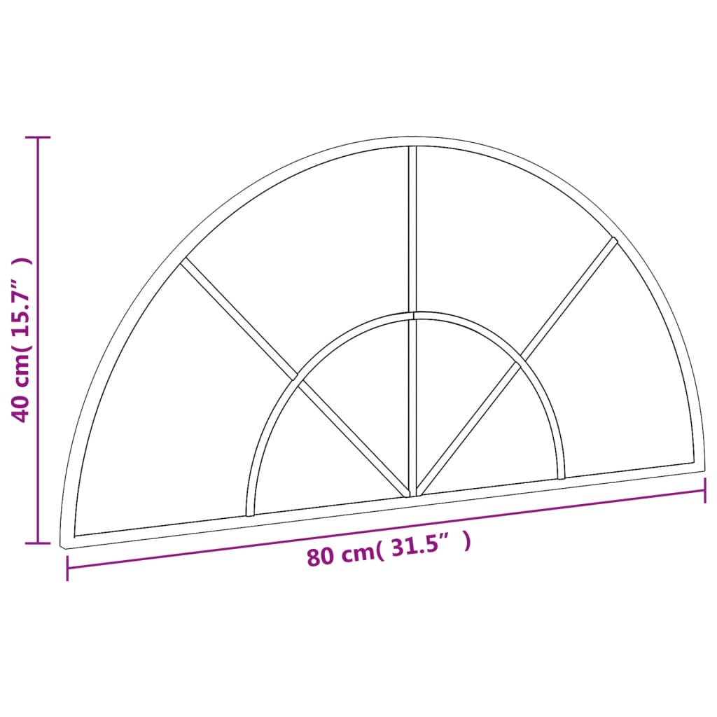 vidaXL Espejo de pared arco de hierro negro 80x40 cm